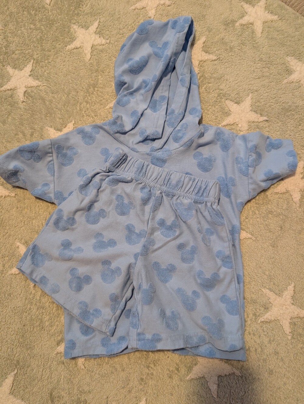 Light Blue Mickey Mouse Hooded Short Set